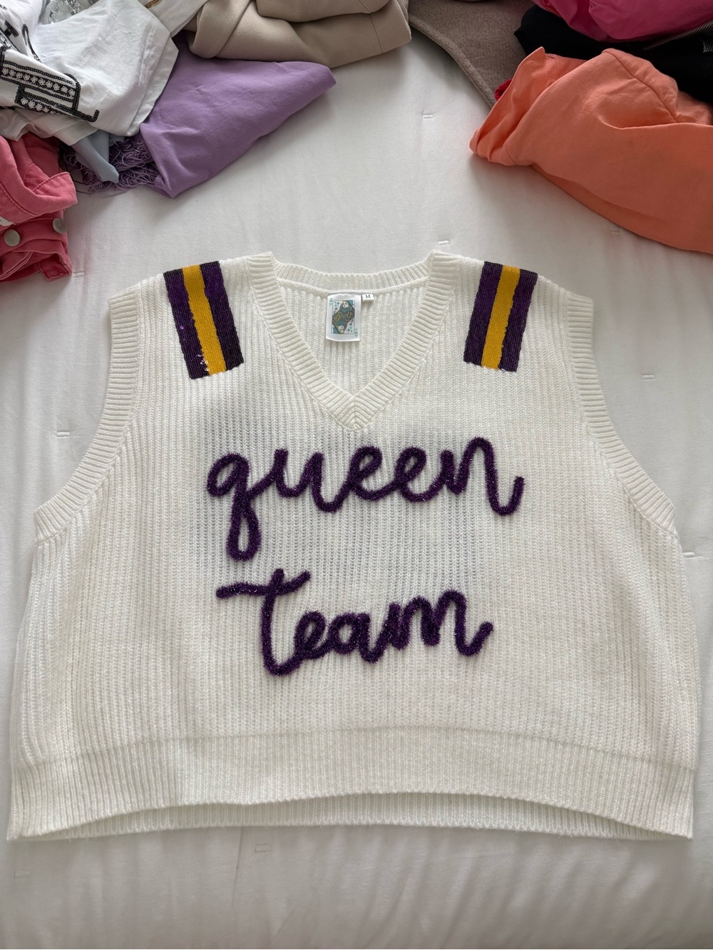 Queen of Sparkles- Purple & Gold Sweater Vest